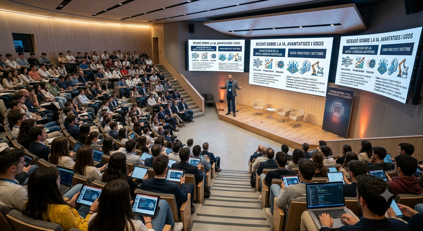 Speaker presenting about AI